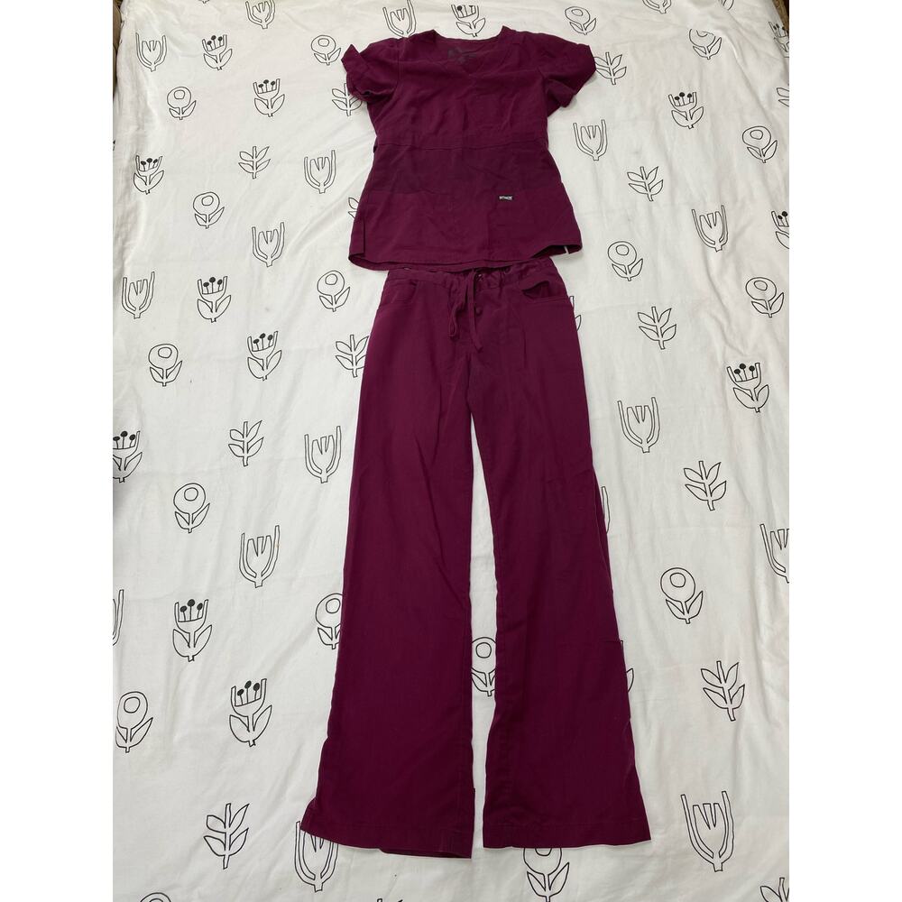 Greys Anatomy Maroon Scrub Set
